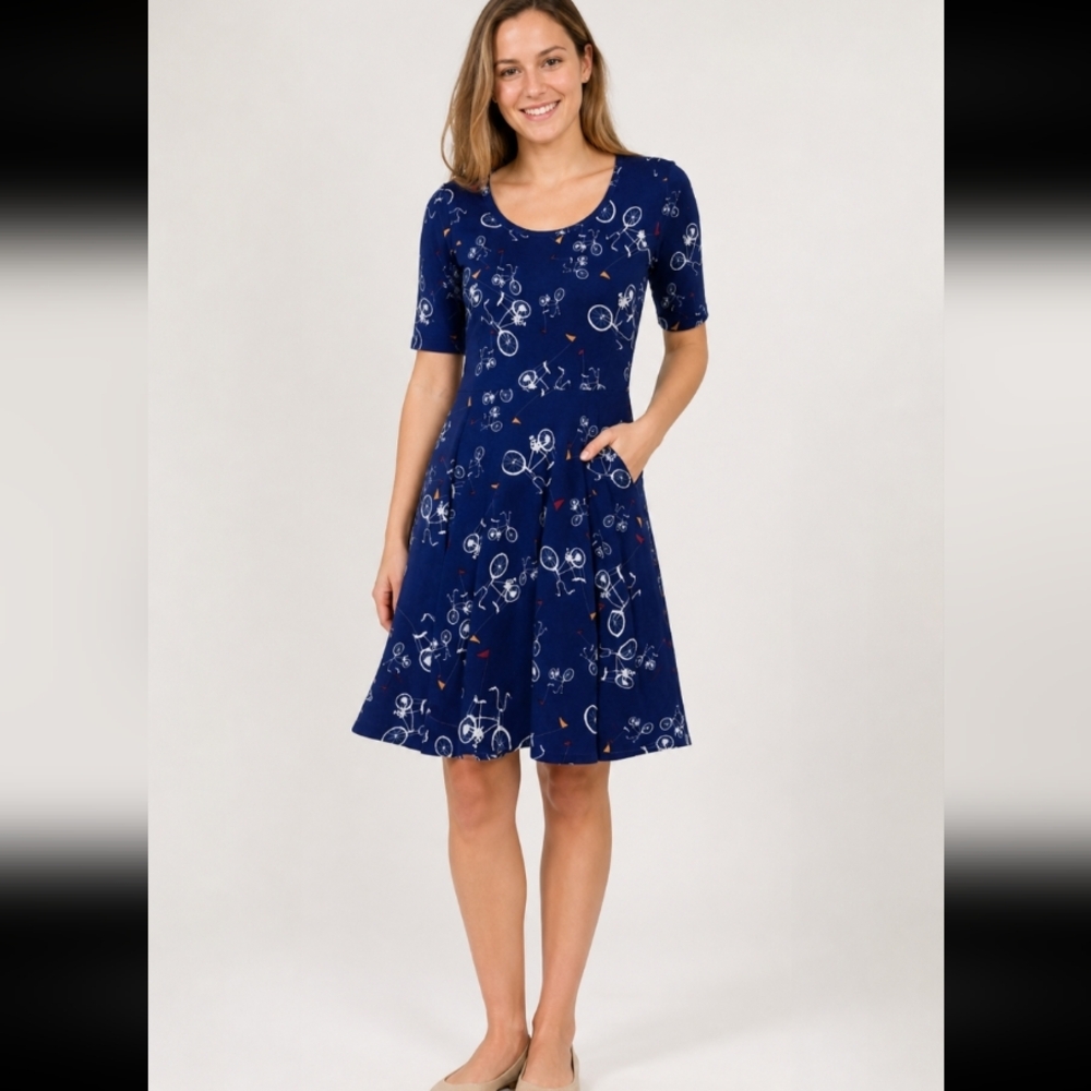Lularoe Nicole Retro Bicycle Whimsical pattern Small
